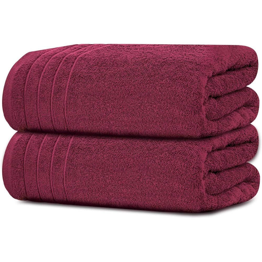 imageTens Towels Pack of 2 Extra Large Bath Sheets 35 x 70 Inches 100 Cotton Larger ampamp Lighter Weight Quicker to Dry Super Soft ampamp Absorbent Oversized Bath Towels Dark GreyBurgundy