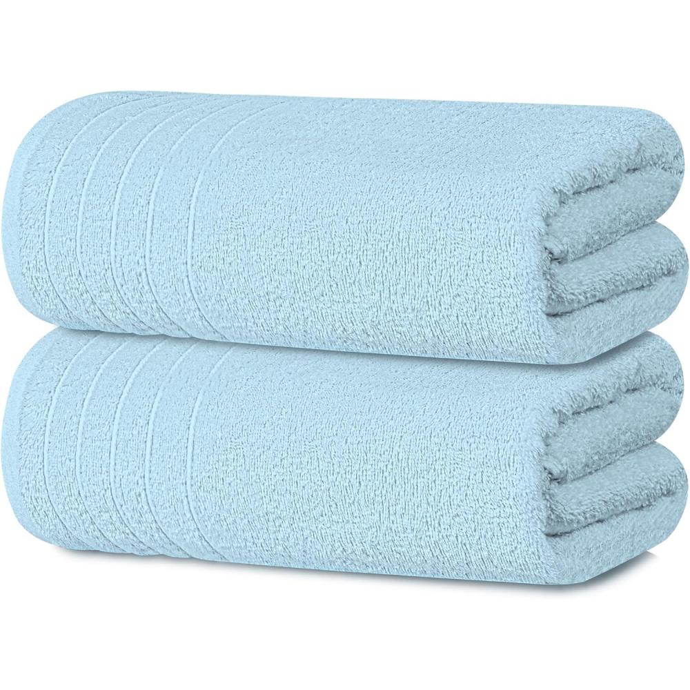 imageTens Towels Pack of 2 Extra Large Bath Sheets 35 x 70 Inches 100 Cotton Larger ampamp Lighter Weight Quicker to Dry Super Soft ampamp Absorbent Oversized Bath Towels Dark GreySky Blue