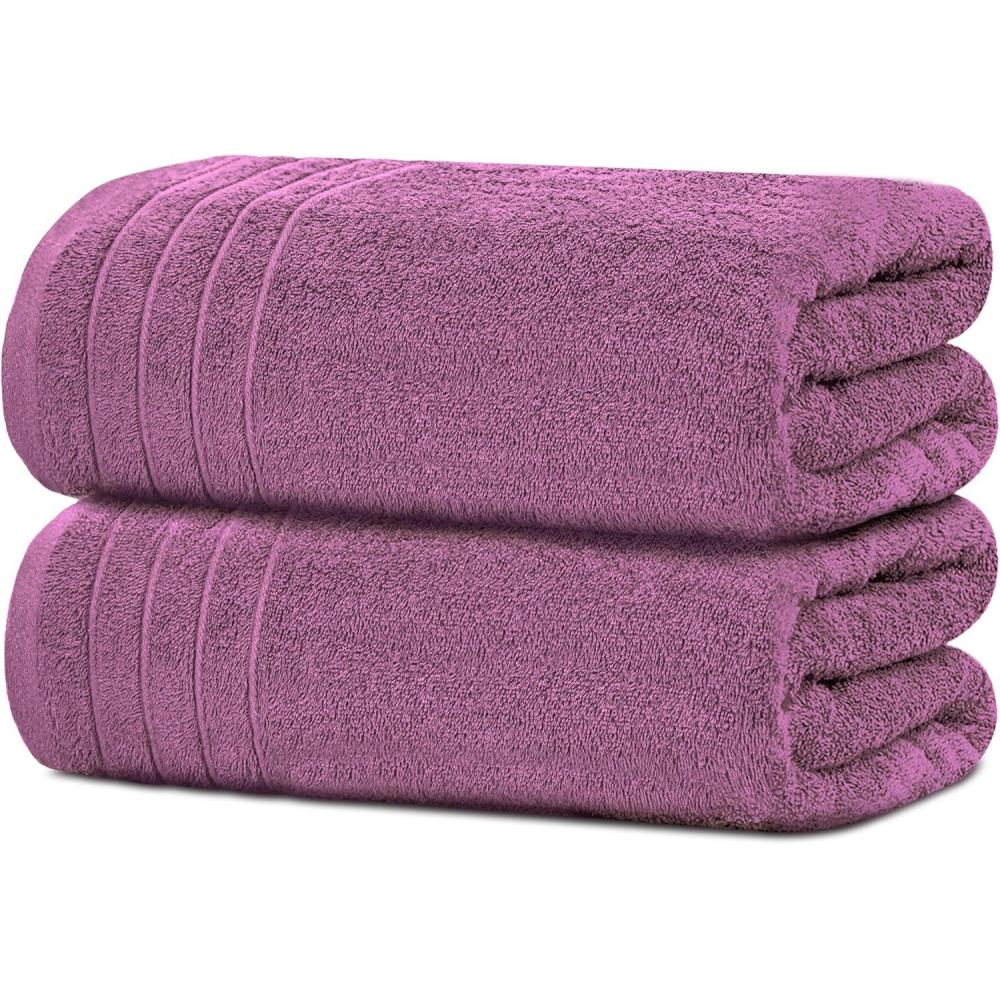 imageTens Towels Pack of 2 Extra Large Bath Sheets 35 x 70 Inches 100 Cotton Larger ampamp Lighter Weight Quicker to Dry Super Soft ampamp Absorbent Oversized Bath Towels Dark GreyPurple