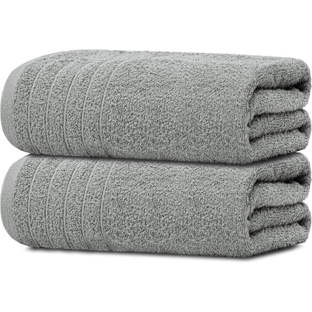 imageTens Towels Pack of 2 Extra Large Bath Sheets 35 x 70 Inches 100 Cotton Larger ampamp Lighter Weight Quicker to Dry Super Soft ampamp Absorbent Oversized Bath Towels Dark GreyCool Grey