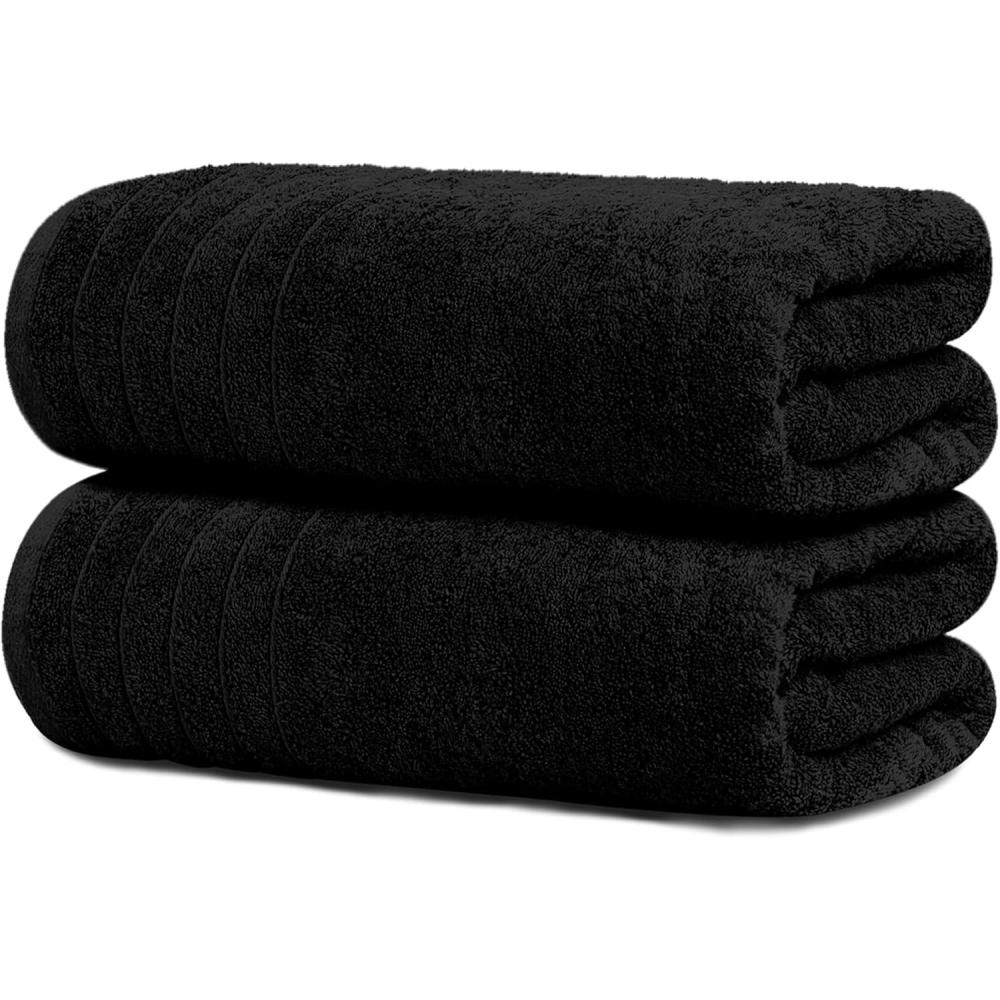 imageTens Towels Pack of 2 Extra Large Bath Sheets 35 x 70 Inches 100 Cotton Larger ampamp Lighter Weight Quicker to Dry Super Soft ampamp Absorbent Oversized Bath Towels Dark GreyBlack