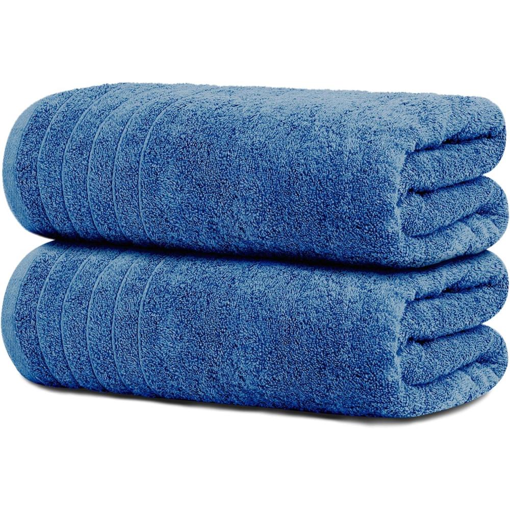 imageTens Towels Pack of 2 Extra Large Bath Sheets 35 x 70 Inches 100 Cotton Larger ampamp Lighter Weight Quicker to Dry Super Soft ampamp Absorbent Oversized Bath Towels Dark GreyBlue