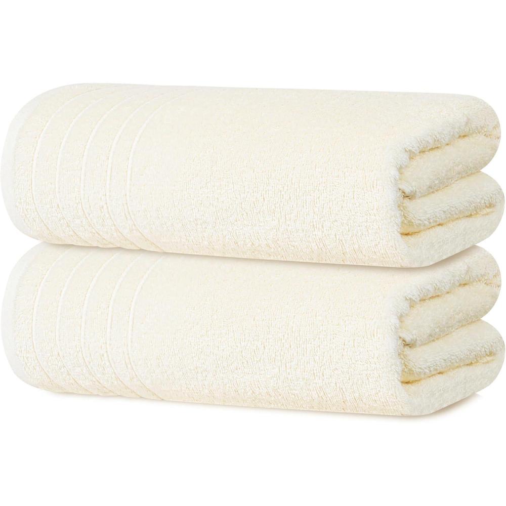 imageTens Towels Pack of 2 Extra Large Bath Sheets 35 x 70 Inches 100 Cotton Larger ampamp Lighter Weight Quicker to Dry Super Soft ampamp Absorbent Oversized Bath Towels Dark GreyCream