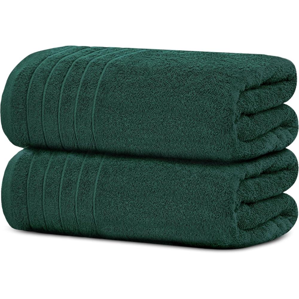 imageTens Towels Pack of 2 Extra Large Bath Sheets 35 x 70 Inches 100 Cotton Larger ampamp Lighter Weight Quicker to Dry Super Soft ampamp Absorbent Oversized Bath Towels Dark GreyHunter Green