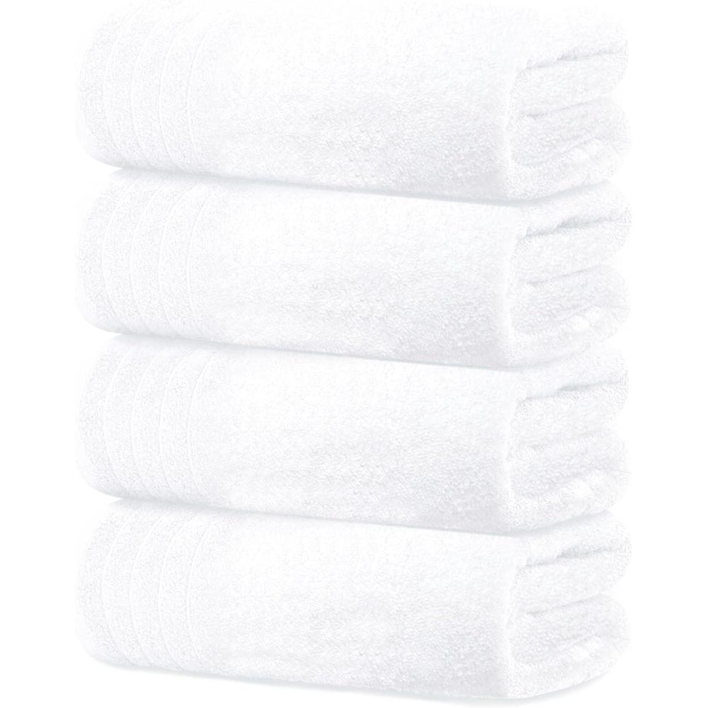 imageTens Towels Pack of 4 Extra Large Bath Towels 30 x 60 Inches 100 Cotton Larger ampamp Lighter Weight Quicker to Dry Super Soft and Absorbent Perfect for Bathroom Dark GreyWhite