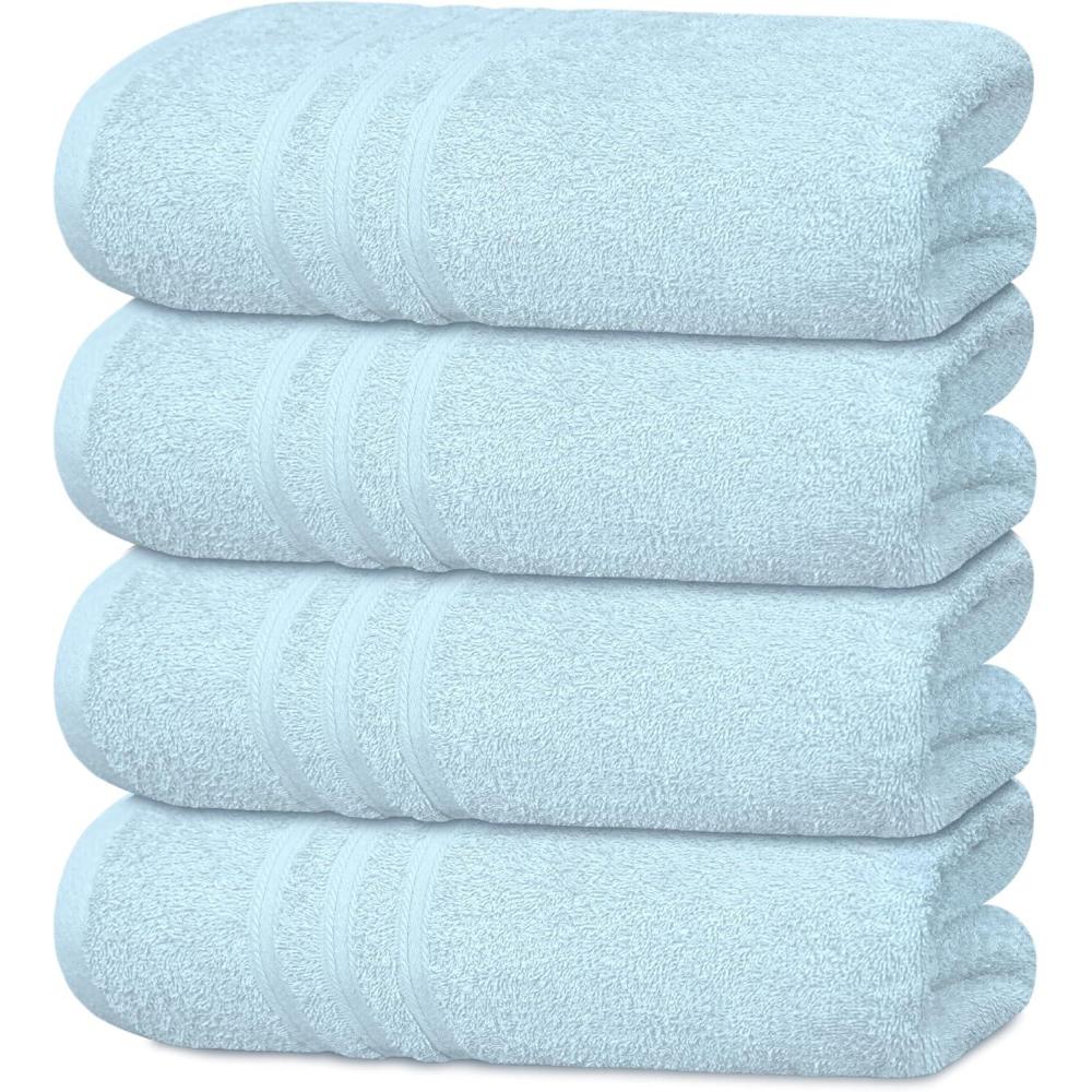 imageTens Towels Pack of 4 Soft Bath Towels 100 Cotton 27 x 54 Inches Lightweight ampamp QuickDry Ideal for Daily Bathroom Use Practical ampamp Comfortable NavySky Blue