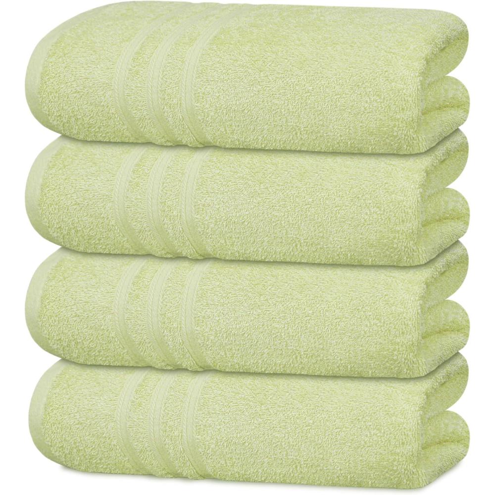 imageTens Towels Pack of 4 Soft Bath Towels 100 Cotton 27 x 54 Inches Lightweight ampamp QuickDry Ideal for Daily Bathroom Use Practical ampamp Comfortable NavyLight Green