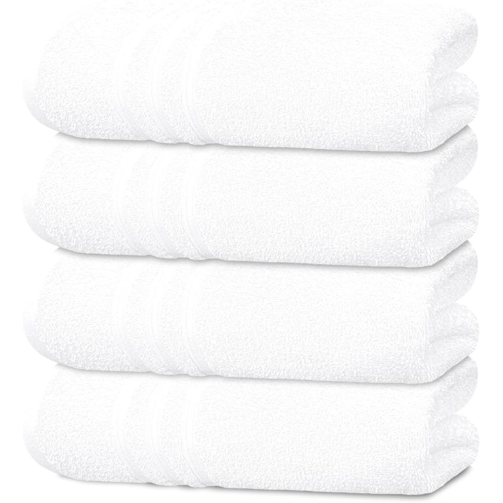 imageTens Towels Pack of 4 Soft Bath Towels 100 Cotton 27 x 54 Inches Lightweight ampamp QuickDry Ideal for Daily Bathroom Use Practical ampamp Comfortable NavyWhite