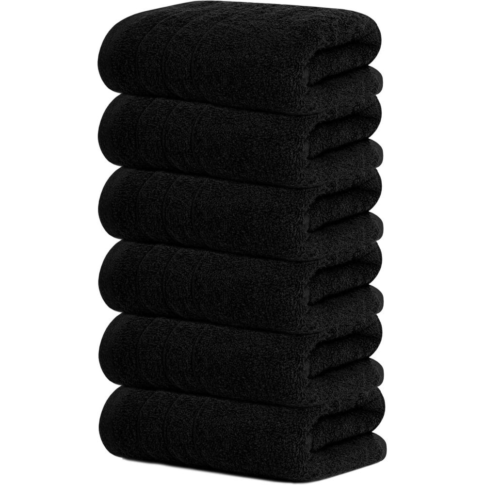 imageTens Towels Pack of 6 Hand Towels 100 Cotton Lighter Weight Quick to Dry 16 x 28 Inches Super Soft ampamp Absorbent Perfect for Bathroom ampamp Kitchen Dark GreyBlack