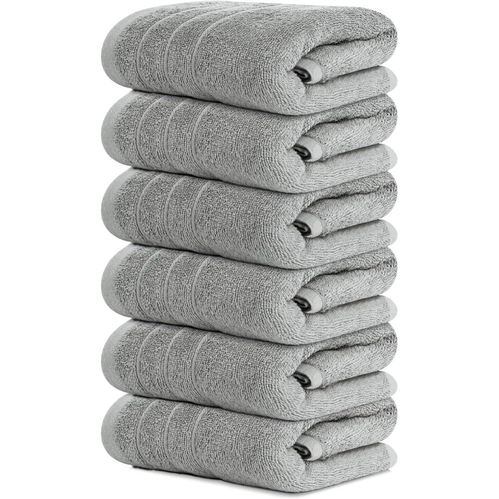 imageTens Towels Pack of 6 Hand Towels 100 Cotton Lighter Weight Quick to Dry 16 x 28 Inches Super Soft ampamp Absorbent Perfect for Bathroom ampamp Kitchen Dark GreySilver Grey