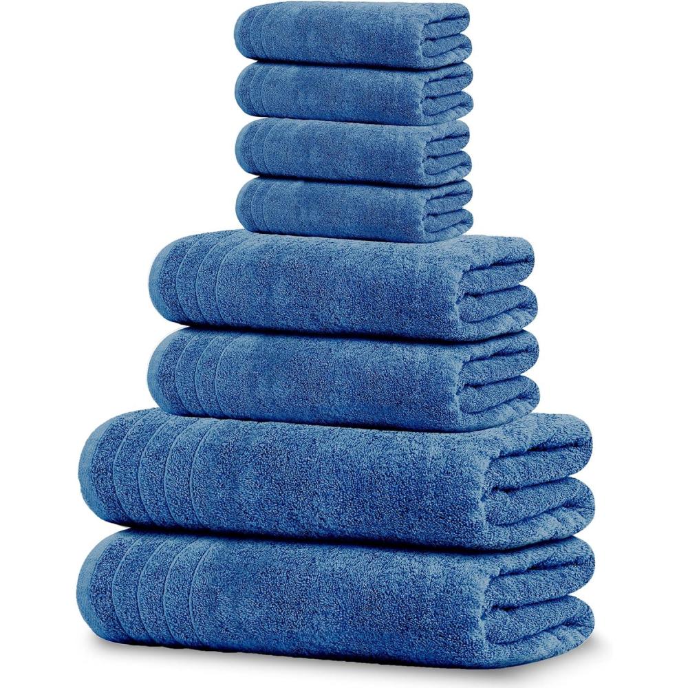 imageTens Towels Pack of 8 Towels Set 2 Extra Large Bath 2 Hand 4 Washcloths 100 Cotton Lighter Weight Quicker to Dry Super Absorbent Perfect for Bathroom BeigeBlue