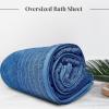 Tens Towels Pack of 1 Jumbo Bath Sheet 40 x 80 Inches, Extra Large & Light Weight, Quicker to Dry, 100% Cotton, Super Soft & Absorbent, Perfect to Wrap Yourself in, Dark Grey(Blue)