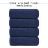Tens Towels Pack of 4 Extra Large Bath Towels 30 x 60 Inches, 100% Cotton, Larger & Lighter Weight, Quicker to Dry, Super Soft and Absorbent, Perfect for Bathroom, Dark Grey(Navy)