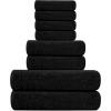 Tens Towels Pack of 8 Towels Set, 2 Extra Large Bath, 2 Hand, 4 Washcloths, 100% Cotton, Lighter Weight, Quicker to Dry, Super Absorbent, Perfect for Bathroom, Beige(Black)
