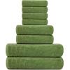 Tens Towels Pack of 8 Towels Set, 2 Extra Large Bath, 2 Hand, 4 Washcloths, 100% Cotton, Lighter Weight, Quicker to Dry, Super Absorbent, Perfect for Bathroom, Beige(Green)