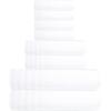 Tens Towels Pack of 8 Towels Set, 2 Extra Large Bath, 2 Hand, 4 Washcloths, 100% Cotton, Lighter Weight, Quicker to Dry, Super Absorbent, Perfect for Bathroom, Beige(White)