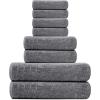 Tens Towels Pack of 8 Towels Set, 2 Extra Large Bath, 2 Hand, 4 Washcloths, 100% Cotton, Lighter Weight, Quicker to Dry, Super Absorbent, Perfect for Bathroom, Beige(Dark Grey)