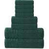 Tens Towels Pack of 8 Towels Set, 2 Extra Large Bath, 2 Hand, 4 Washcloths, 100% Cotton, Lighter Weight, Quicker to Dry, Super Absorbent, Perfect for Bathroom, Beige(Hunter Green)
