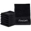imageTens Towels 6 PC Facial Makeup Removal ampamp Cleansing Towels 13x13 Inches 100 Cotton Washcloths with Facial Embroidery Ultra Soft ampamp Gentle Reusable Towel Set for Her