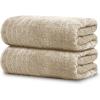 Tens Towels Pack of 2 Extra Large Bath Sheets 35 x 70 Inches, 100% Cotton, Larger & Lighter Weight, Quicker to Dry, Super Soft & Absorbent, Oversized Bath Towels, Dark Grey(Beige)