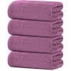 Tens Towels Pack of 4 Extra Large Bath Towels 30 x 60 Inches, 100% Cotton, Larger & Lighter Weight, Quicker to Dry, Super Soft and Absorbent, Perfect for Bathroom, Dark Grey(Purple)