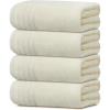 Tens Towels Pack of 4 Extra Large Bath Towels 30 x 60 Inches, 100% Cotton, Larger & Lighter Weight, Quicker to Dry, Super Soft and Absorbent, Perfect for Bathroom, Dark Grey(Cream)