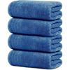 Tens Towels Pack of 4 Extra Large Bath Towels 30 x 60 Inches, 100% Cotton, Larger & Lighter Weight, Quicker to Dry, Super Soft and Absorbent, Perfect for Bathroom, Dark Grey(Blue)