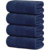 Tens Towels Pack of 4 Extra Large Bath Towels 30 x 60 Inches, 100% Cotton, Larger & Lighter Weight, Quicker to Dry, Super Soft and Absorbent, Perfect for Bathroom, Dark Grey(Navy)