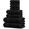 Tens Towels Pack of 8 Towels Set, 2 Extra Large Bath, 2 Hand, 4 Washcloths, 100% Cotton, Lighter Weight, Quicker to Dry, Super Absorbent, Perfect for Bathroom, Beige(Black)