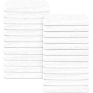 Tens Towels 24 Pack Ribbed Weave White Barmop,100% Cotton, 16×19 inches, Super Absorbent Kitchen Bar Towels, Lighter Weight Cleaning Cloths, Perfect for Drying Dishes at Home and Restaurant(24)