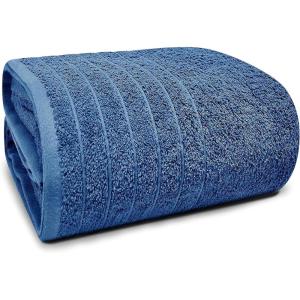 Tens Towels Pack of 1 Jumbo Bath Sheet 40 x 80 Inches, Extra Large & Light Weight, Quicker to Dry, 100% Cotton, Super Soft & Absorbent, Perfect to Wrap Yourself in, Dark Grey(Blue)