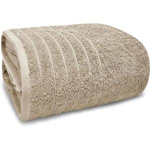 Tens Towels Pack of 1 Jumbo Bath Sheet 40 x 80 Inches, Extra Large & Light Weight, Quicker to Dry, 100% Cotton, Super Soft & Absorbent, Perfect to Wrap Yourself in, Dark Grey(Beige)