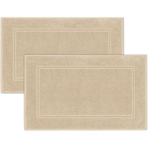Tens Towels Pack of 2 Bath Mats 100% Cotton, 20 x 32 Inches, Super Absorbent, Hotel Quality Premium Floor Towels, Luxurious, Soft & Quick Dry, Not a Bathroom Rug, Dark Grey(Beige)
