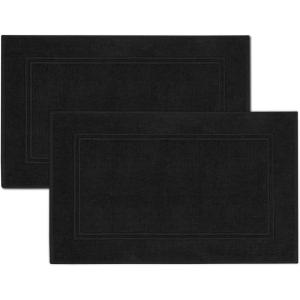 Tens Towels Pack of 2 Bath Mats 100% Cotton, 20 x 32 Inches, Super Absorbent, Hotel Quality Premium Floor Towels, Luxurious, Soft & Quick Dry, Not a Bathroom Rug, Dark Grey(Black)