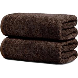 Tens Towels Pack of 2 Extra Large Bath Sheets 35 x 70 Inches, 100% Cotton, Larger & Lighter Weight, Quicker to Dry, Super Soft & Absorbent, Oversized Bath Towels, Dark Grey(Brown)
