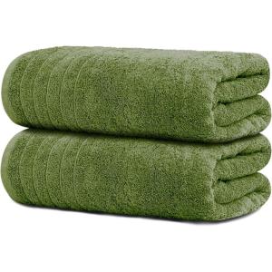 Tens Towels Pack of 2 Extra Large Bath Sheets 35 x 70 Inches, 100% Cotton, Larger & Lighter Weight, Quicker to Dry, Super Soft & Absorbent, Oversized Bath Towels, Dark Grey(Green)