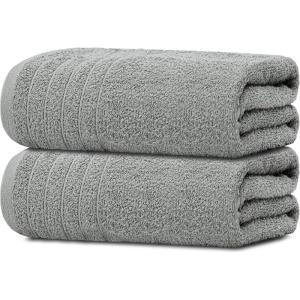 Tens Towels Pack of 2 Extra Large Bath Sheets 35 x 70 Inches, 100% Cotton, Larger & Lighter Weight, Quicker to Dry, Super Soft & Absorbent, Oversized Bath Towels, Dark Grey(Cool Grey)