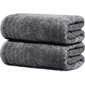 Tens Towels Pack of 2 Extra Large Bath Sheets 35 x 70 Inches, 100% Cotton, Larger & Lighter Weight, Quicker to Dry, Super Soft & Absorbent, Oversized Bath Towels, Dark Grey(Dark Grey)