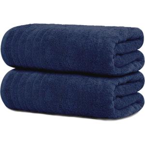 Tens Towels Pack of 2 Extra Large Bath Sheets 35 x 70 Inches, 100% Cotton, Larger & Lighter Weight, Quicker to Dry, Super Soft & Absorbent, Oversized Bath Towels, Dark Grey(Navy)