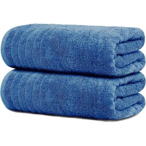 Tens Towels Pack of 2 Extra Large Bath Sheets 35 x 70 Inches, 100% Cotton, Larger & Lighter Weight, Quicker to Dry, Super Soft & Absorbent, Oversized Bath Towels, Dark Grey(Blue)