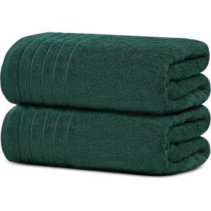 Tens Towels Pack of 2 Extra Large Bath Sheets 35 x 70 Inches, 100% Cotton, Larger & Lighter Weight, Quicker to Dry, Super Soft & Absorbent, Oversized Bath Towels, Dark Grey(Hunter Green)