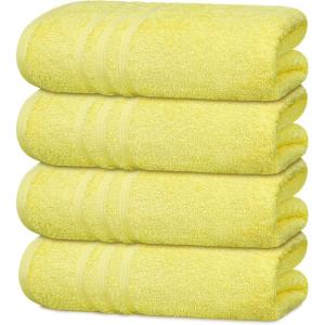 Tens Towels Pack of 4 Soft Bath Towels, 100% Cotton, 27 x 54 Inches, Lightweight & Quick-Dry, Ideal for Daily Bathroom Use, Practical & Comfortable, Navy(Yellow)