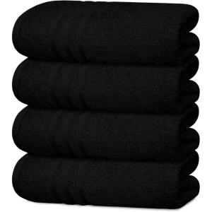 Tens Towels Pack of 4 Soft Bath Towels, 100% Cotton, 27 x 54 Inches, Lightweight & Quick-Dry, Ideal for Daily Bathroom Use, Practical & Comfortable, Navy(Black)