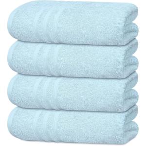 Tens Towels Pack of 4 Soft Bath Towels, 100% Cotton, 27 x 54 Inches, Lightweight & Quick-Dry, Ideal for Daily Bathroom Use, Practical & Comfortable, Navy(Sky Blue)