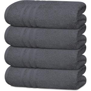 Tens Towels Pack of 4 Soft Bath Towels, 100% Cotton, 27 x 54 Inches, Lightweight & Quick-Dry, Ideal for Daily Bathroom Use, Practical & Comfortable, Navy(Dark Grey)