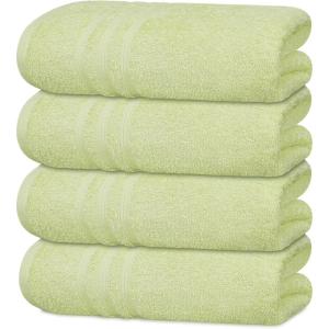Tens Towels Pack of 4 Soft Bath Towels, 100% Cotton, 27 x 54 Inches, Lightweight & Quick-Dry, Ideal for Daily Bathroom Use, Practical & Comfortable, Navy(Light Green)