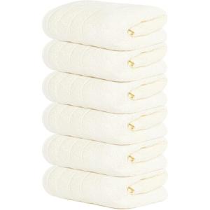 Tens Towels Pack of 6 Hand Towels, 100% Cotton, Lighter Weight, Quick to Dry, 16 x 28 Inches, Super Soft & Absorbent, Perfect for Bathroom & Kitchen, Dark Grey(Cream)