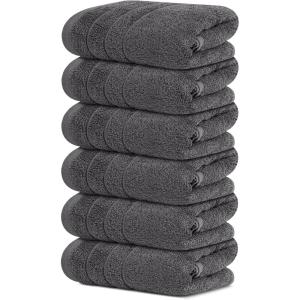 Tens Towels Pack of 6 Hand Towels, 100% Cotton, Lighter Weight, Quick to Dry, 16 x 28 Inches, Super Soft & Absorbent, Perfect for Bathroom & Kitchen, Dark Grey(Dark Grey)