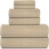 Tens Towels Pack of 6 Zero Twist Towels Set, 2 Bath, 2 Hand, 2 Waschloths, 100% Cotton, Light Weight, Extra Absorbent, Exceptional Softness, Perfect for Bathroom (Beige)(Beige)