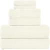 Tens Towels Pack of 6 Zero Twist Towels Set, 2 Bath, 2 Hand, 2 Waschloths, 100% Cotton, Light Weight, Extra Absorbent, Exceptional Softness, Perfect for Bathroom (Beige)(Ivory)